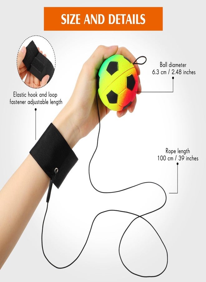 Skylety Wrist Return Ball Wrist Band Ball 2.48 Inch Rubber Rebound Sports Bouncy Basketball Baseball Soccer Wristband Toys for Exercise Sports and Children or Adults for Fun(10 Pieces) - Image 2